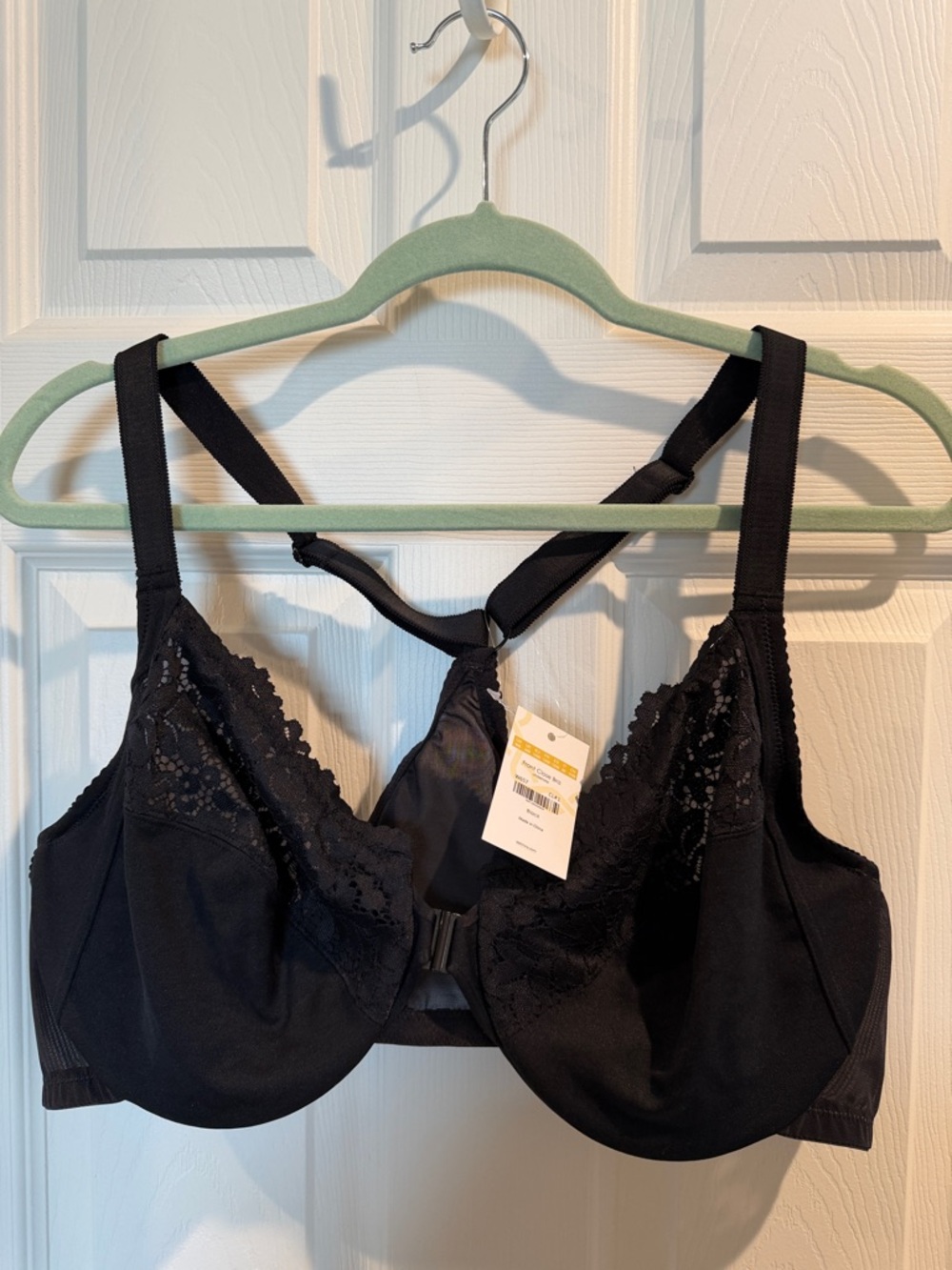 Black Lace-Accent Full Coverage Bra